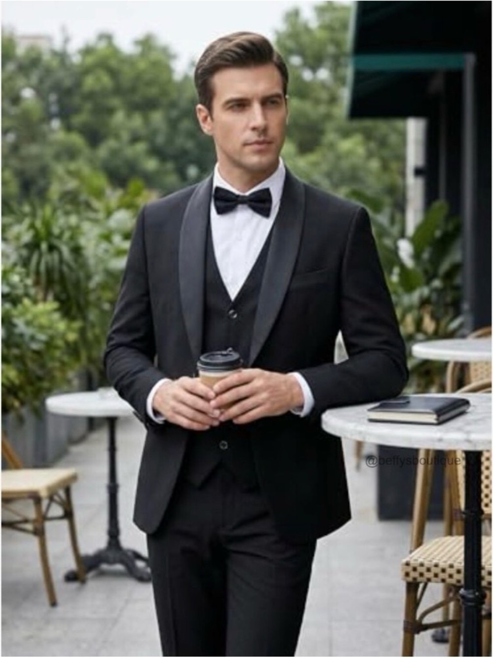 Lorenzo Bruno Blazer Black Super 150 Italian Design Tuxedo Jacket & Vest 38R NWT